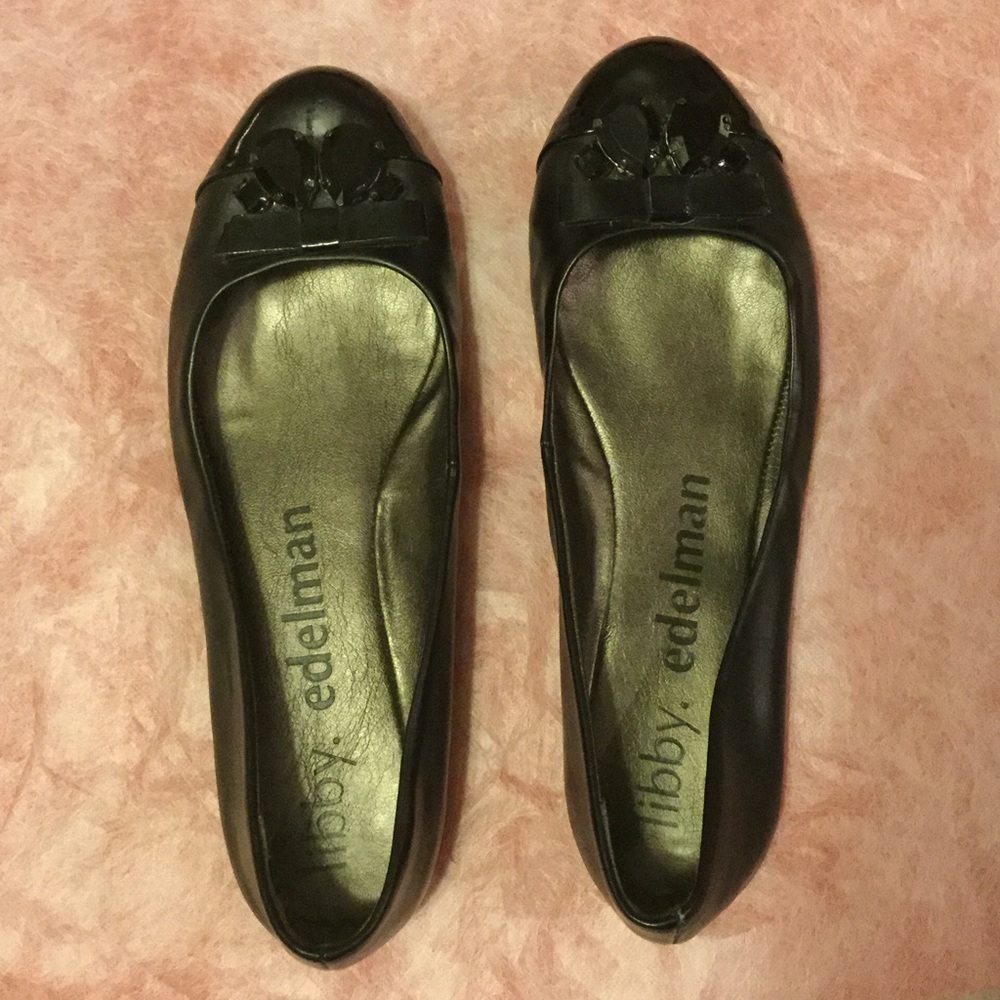 Libby.edelman black leather cap toe flats